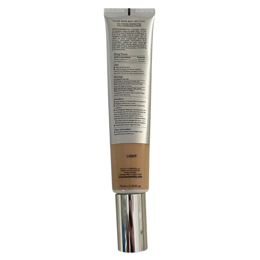 NEW IT Cosmetics Your Skin But Better 2.53 fl oz CC+ Full‎ Coverage Cream LIGHT